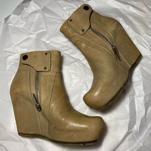 Rick Owens Leather Wedge Booties